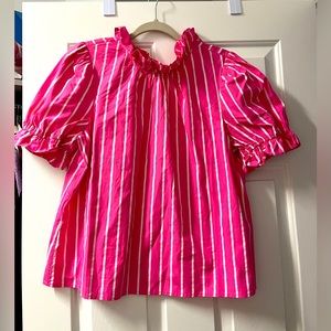 Pink stripe Top with ruffle sleeves